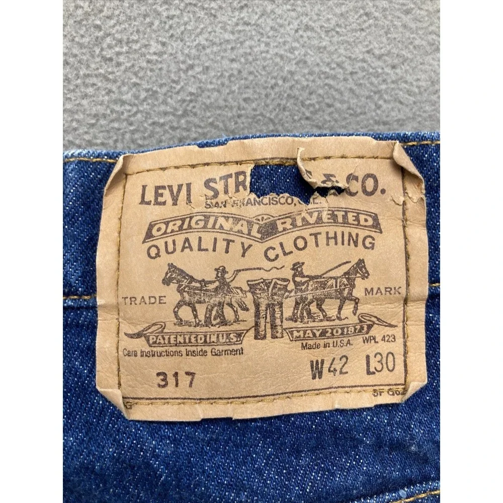 VTG LEVI 317 Bootcut Jeans Mens Size 42x30 Orange Tab Made in USA (Actual 40x29)